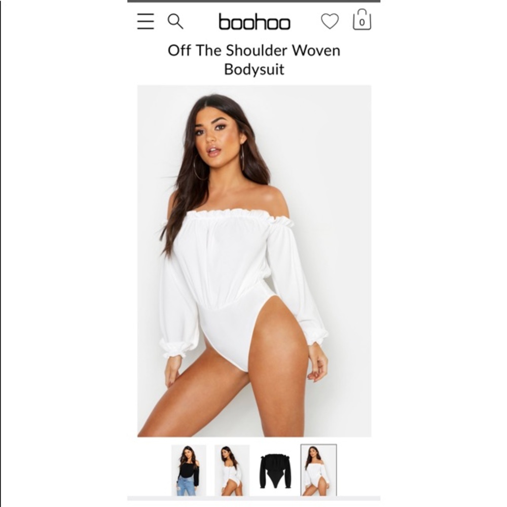 Off The Shoulder Woven White Bodysuit